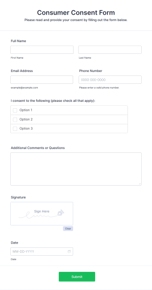 Consumer Consent Form Template