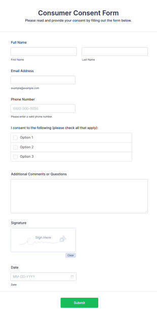 Consumer Consent Form Template