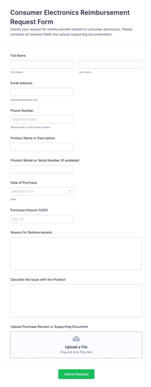 Consumer Electronics Reimbursement Request Form Template