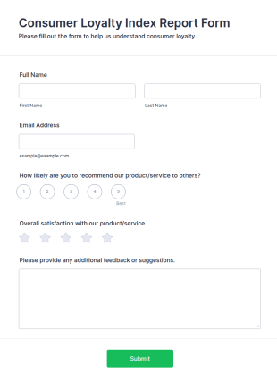 Consumer Loyalty Index Report Form Template