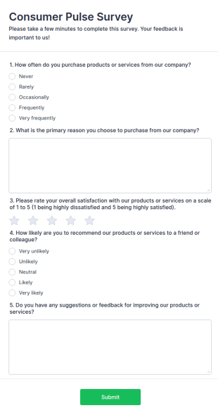 Consumer Pulse Survey Form Template