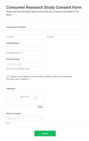 Consumer Research Study Consent Form Template