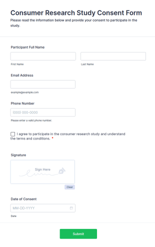 Consumer Research Study Consent Form Template