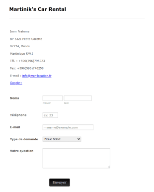 Contact Form Car Rental Form Template