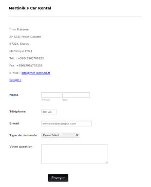 Contact Form Car Rental