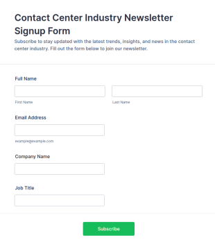 Contact Center Industry Newsletter Signup Form Template