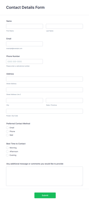 Contact Details Form Template