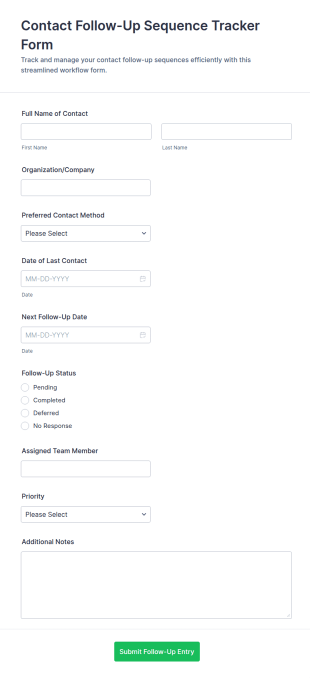 Contact Follow Up Sequence Tracker Form Template