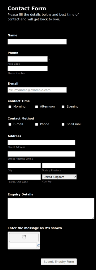 Contact Form Black Form Template