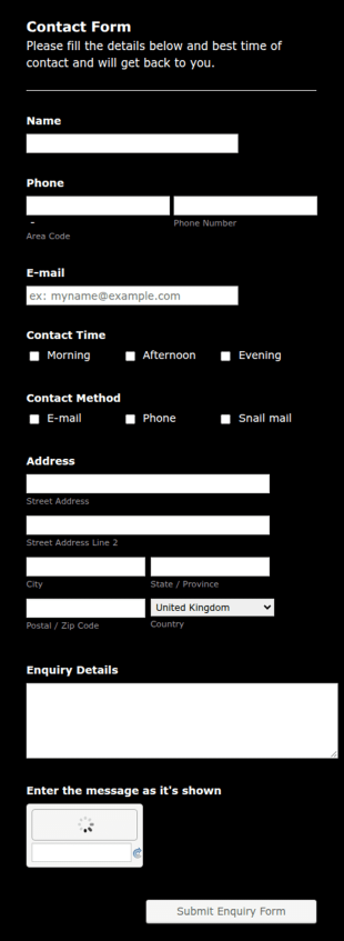 Contact Form Black