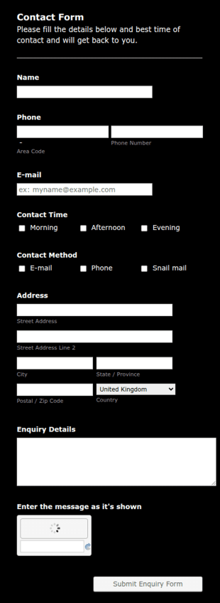 Contact Form Black