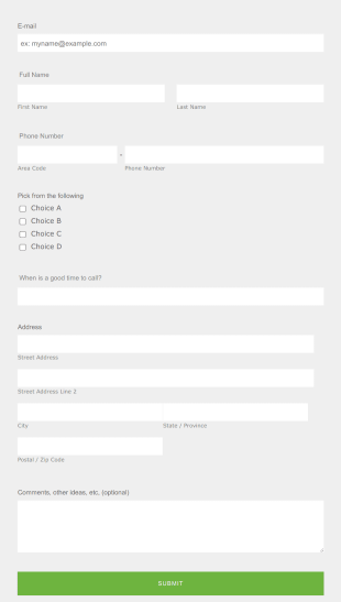Simple Contact Form With Grey Background Form Template