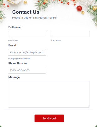 Christmas Theme Contact Form Template