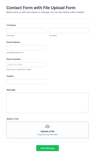 Contact Form With File Upload Form