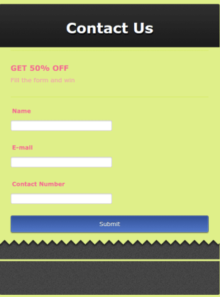 Contact Form With HeaderFooter Customized