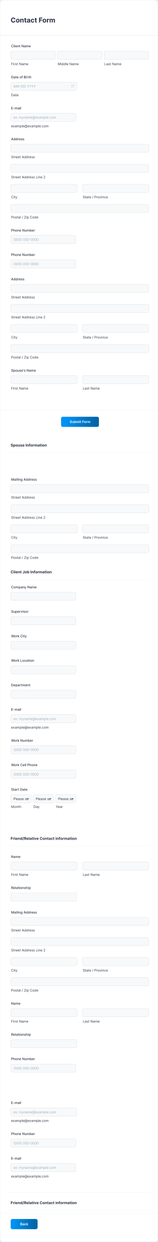 Contact Information Collection Form Template
