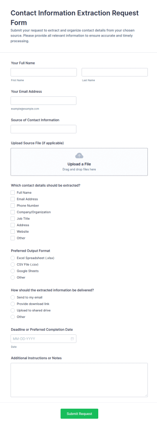 Contact Information Extraction Request Form Template