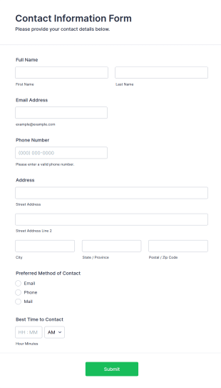 Contact Information Form Template