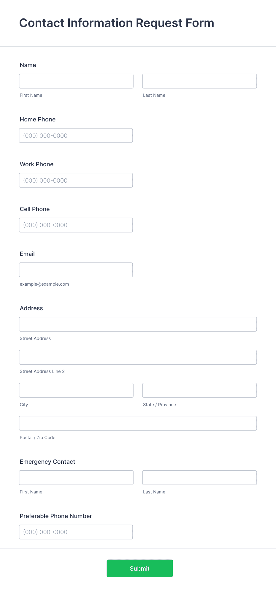 Contact Information Request Form Template | Jotform