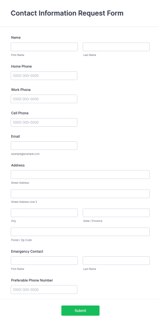 Contact Information Request Form Template