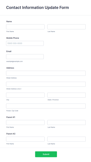 Contact Information Update Form Template