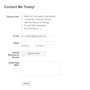 Contact Me Resume Form Template
