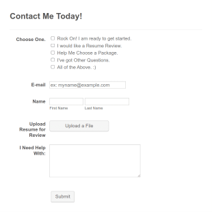 Contact Me Resume Form Template