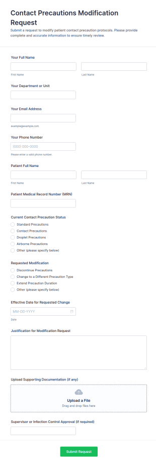 Contact Precautions Modification Request Form Template
