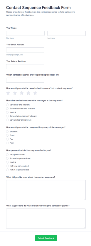 Contact Sequence Feedback Form Template