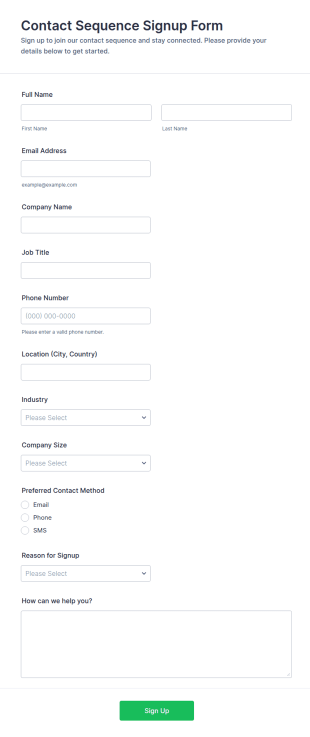 Contact Sequence Signup Form Template