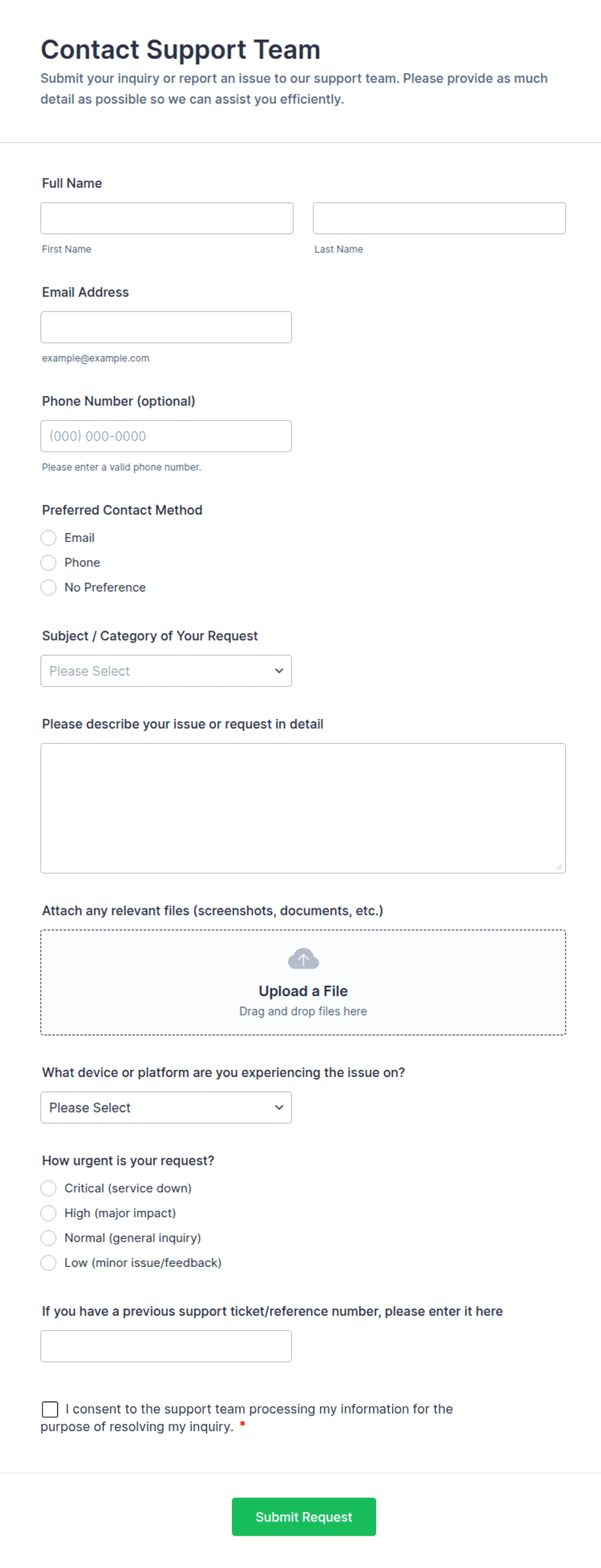 Contact Support Team Form Template | Jotform