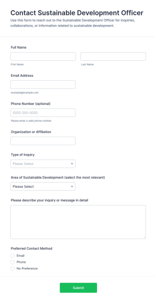 Contact Sustainable Development Officer Form Template
