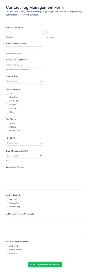 Contact Tag Management Form Template