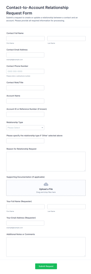 Contact To Account Relationship Request Form Template