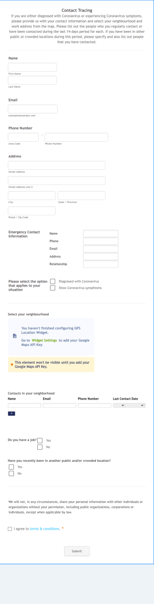 Contact Tracing Form Template