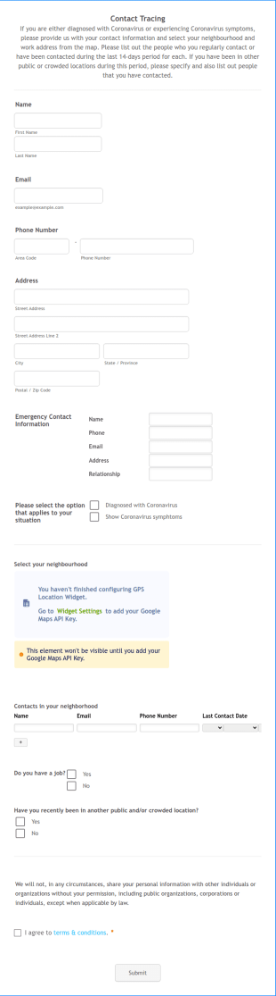 Contact Tracing Form Template