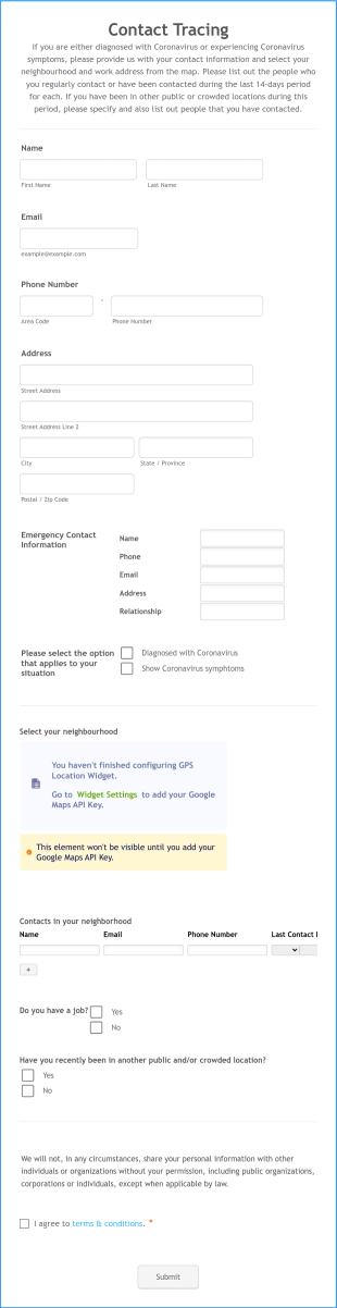 Contact Tracing Form Template