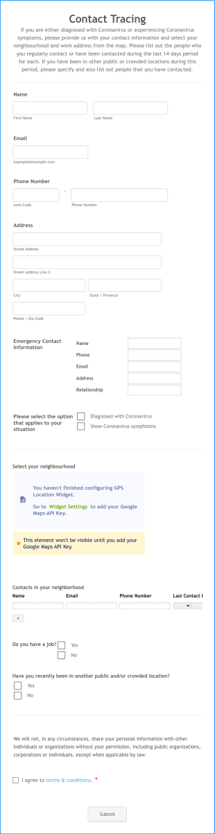Contact Tracing Form Template