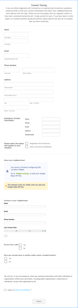 Contact Tracing Form Template