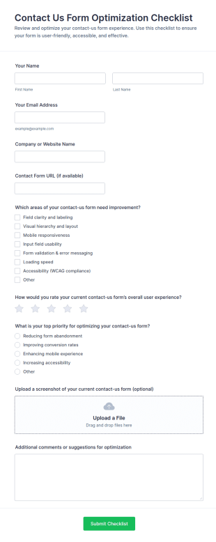 Contact Us Form Optimization Checklist