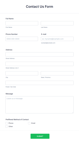 Contact Us Form Template