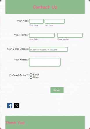 Contact Us Template Form Template