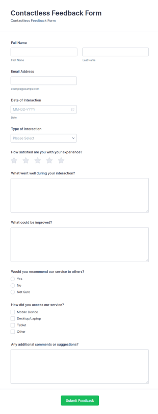 Contactless Feedback Form Template