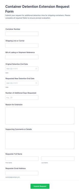 Container Detention Extension Request Form Template