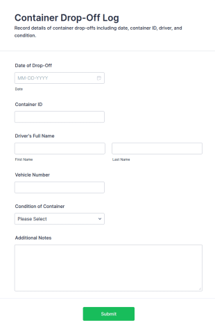 Container Drop Off Log Form Template