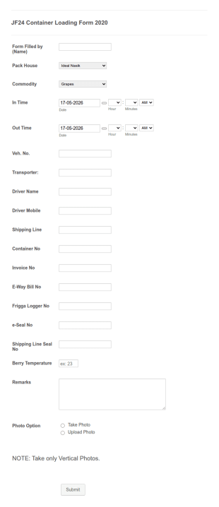 Container Loading Track Form Template
