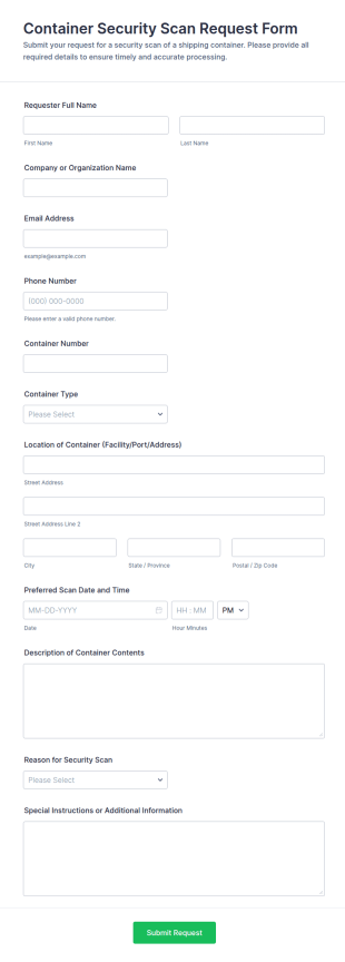Container Security Scan Request Form Template