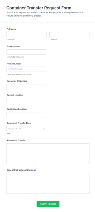 Container Transfer Request Form Template