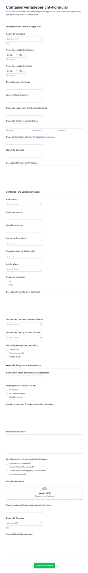 Containerladebericht