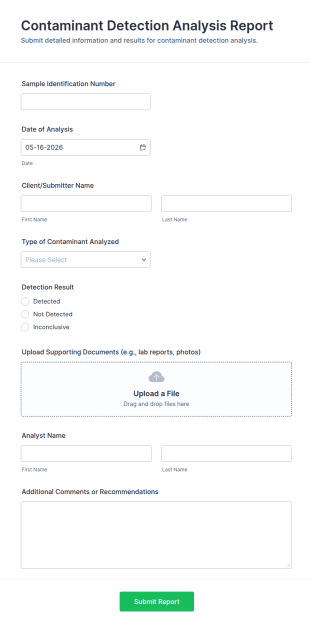 Contaminant Detection Analysis Report Form Template
